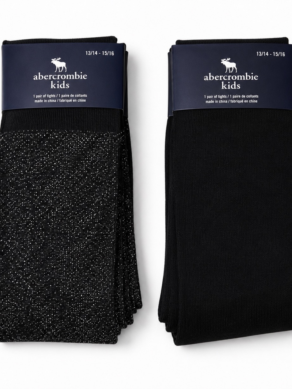 abercrombie kids Black & Metallic tights Set - 2 Pack